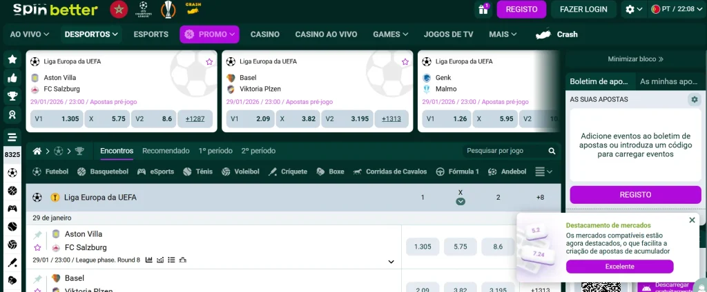 Apostas Desportivas na Spinbetter